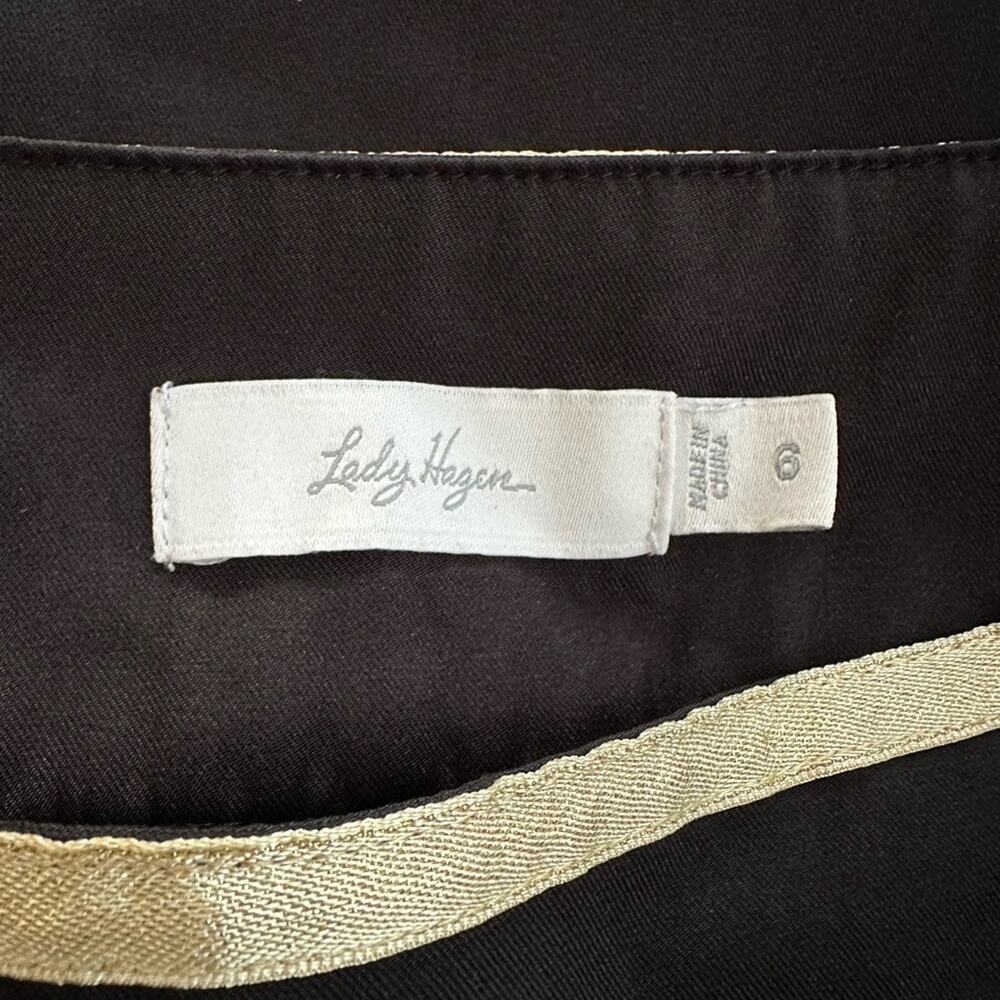 Lady Hagen Black Gold Skort Skirt Size 6 Glam Preppy Tennis Golf Vacation - Picture 2 of 7